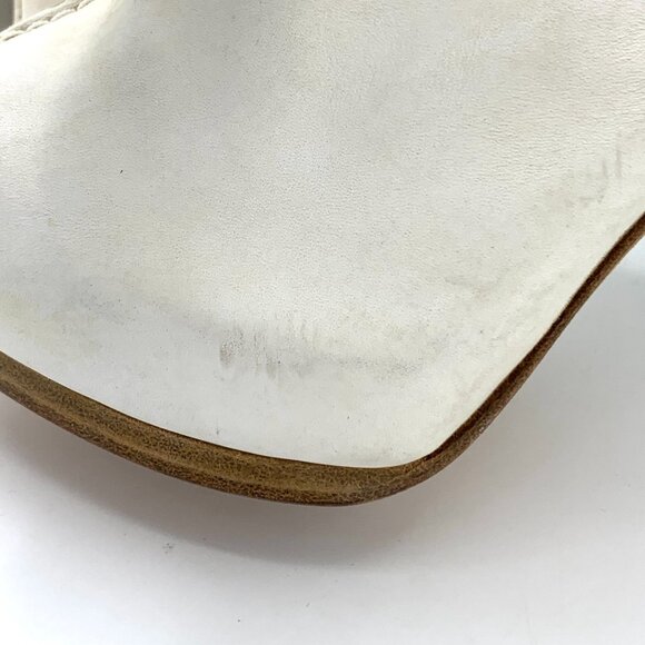 Hermes Size 38 White Leather Open-Toe High Heel Sandals With Buckle Strap & 95mm - Picture 8 of 12